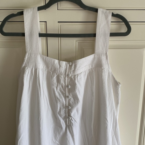 Faherty Marina Seersucker Dress in White Organic Cotton - Picture 7 of 8